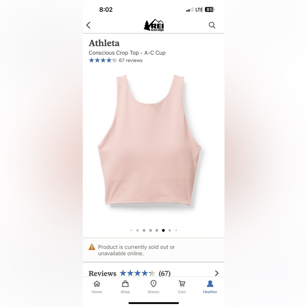 Baby pink Athleta top SMALL SM 🌸💕Crop top gym fitness workout dry fit